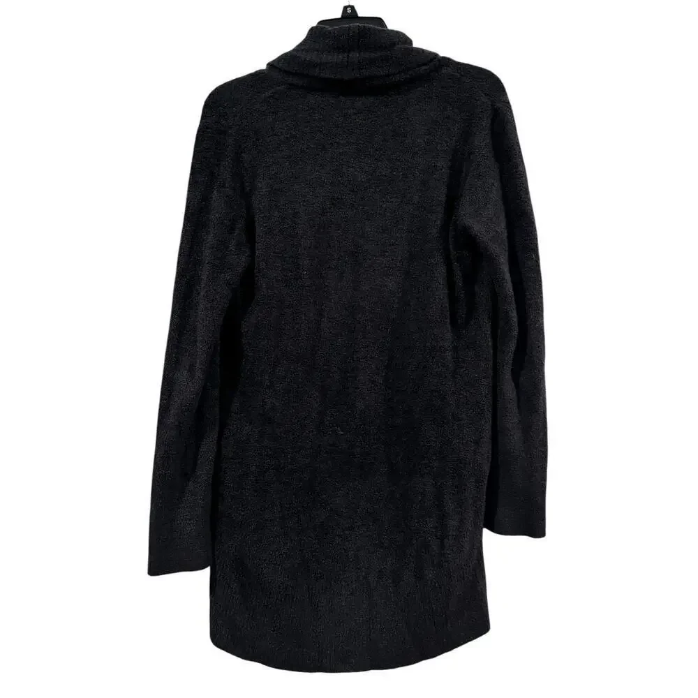 Barefoot Dreams Cozychic Lite Duster Women’s Sweater Black Open Front Pockets: S